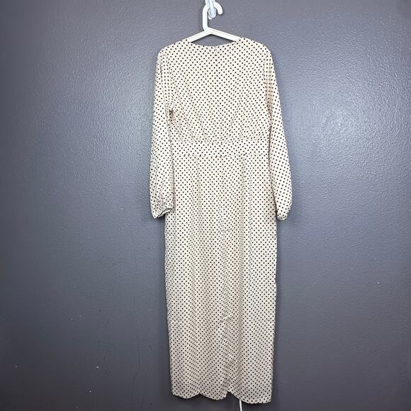 Veiled Collection Maxi Dress Size Large Polka Dot Long Sleeves New Cream Red - Picture 1 of 6